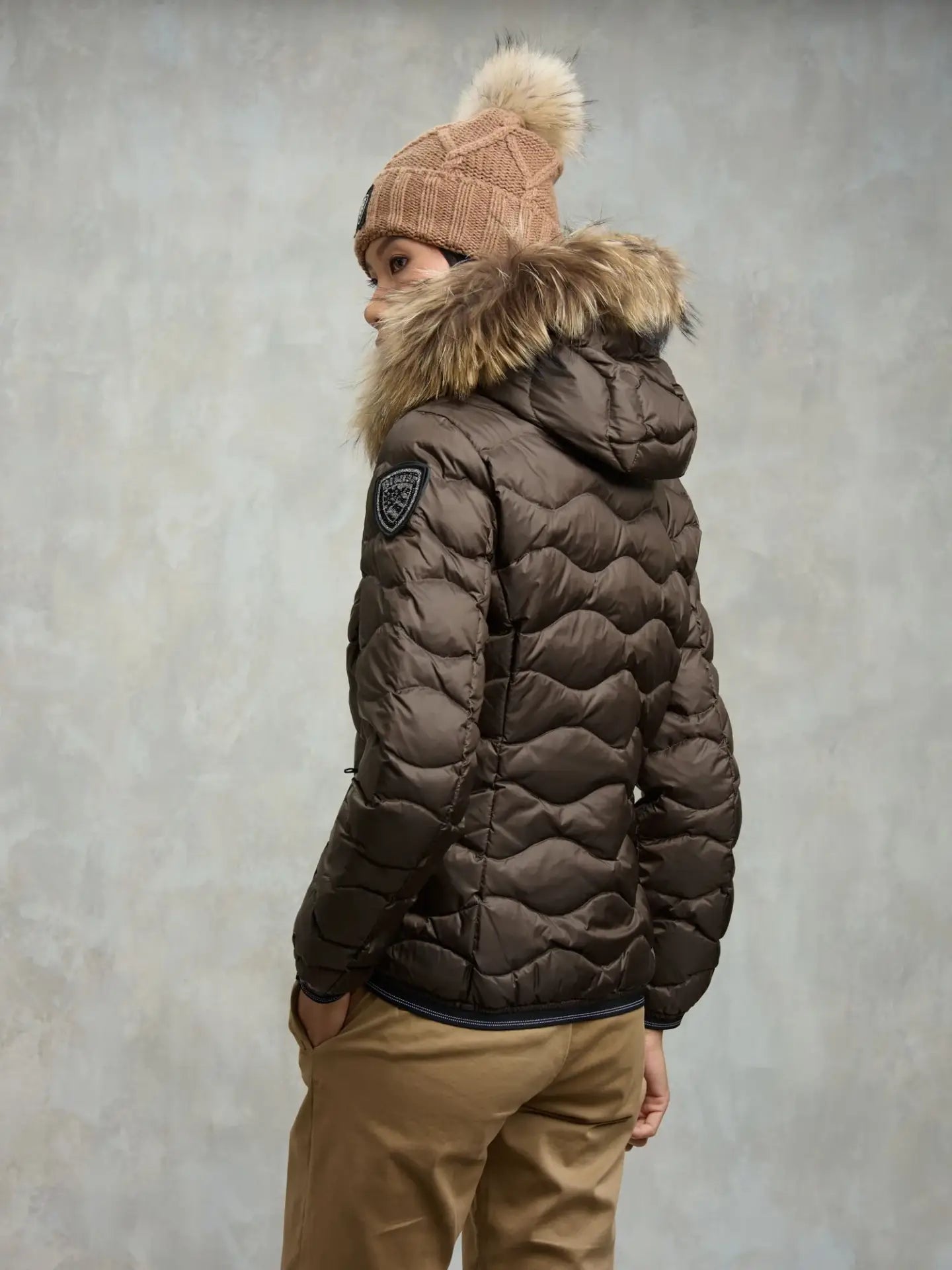 GIUBBINO BLAUER CORTO DONNA ONDE PELLICCIA MARRONE