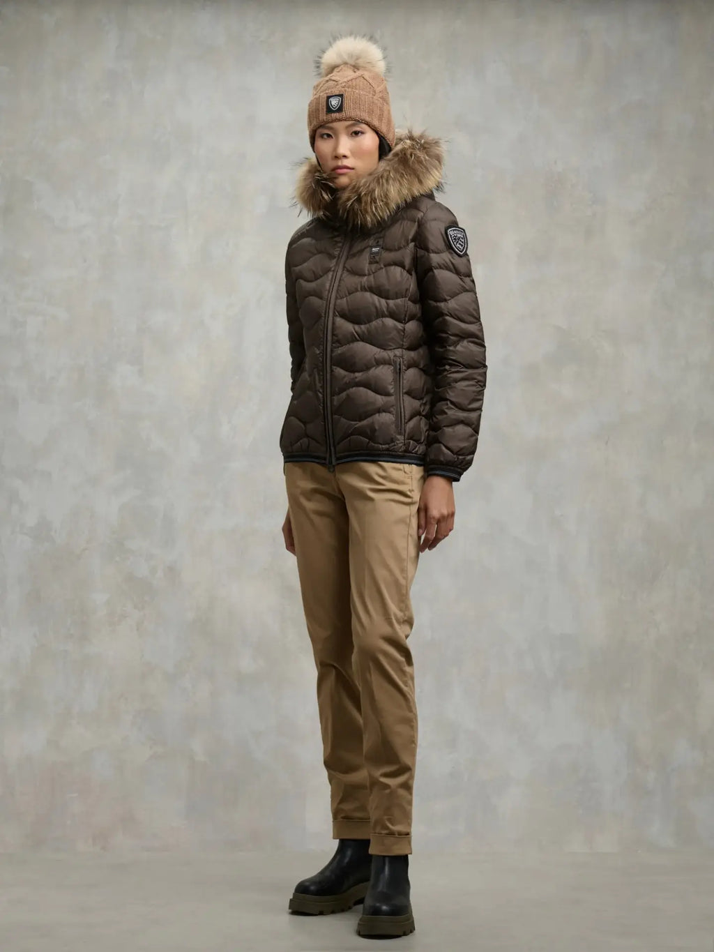 GIUBBINO BLAUER CORTO DONNA ONDE PELLICCIA MARRONE