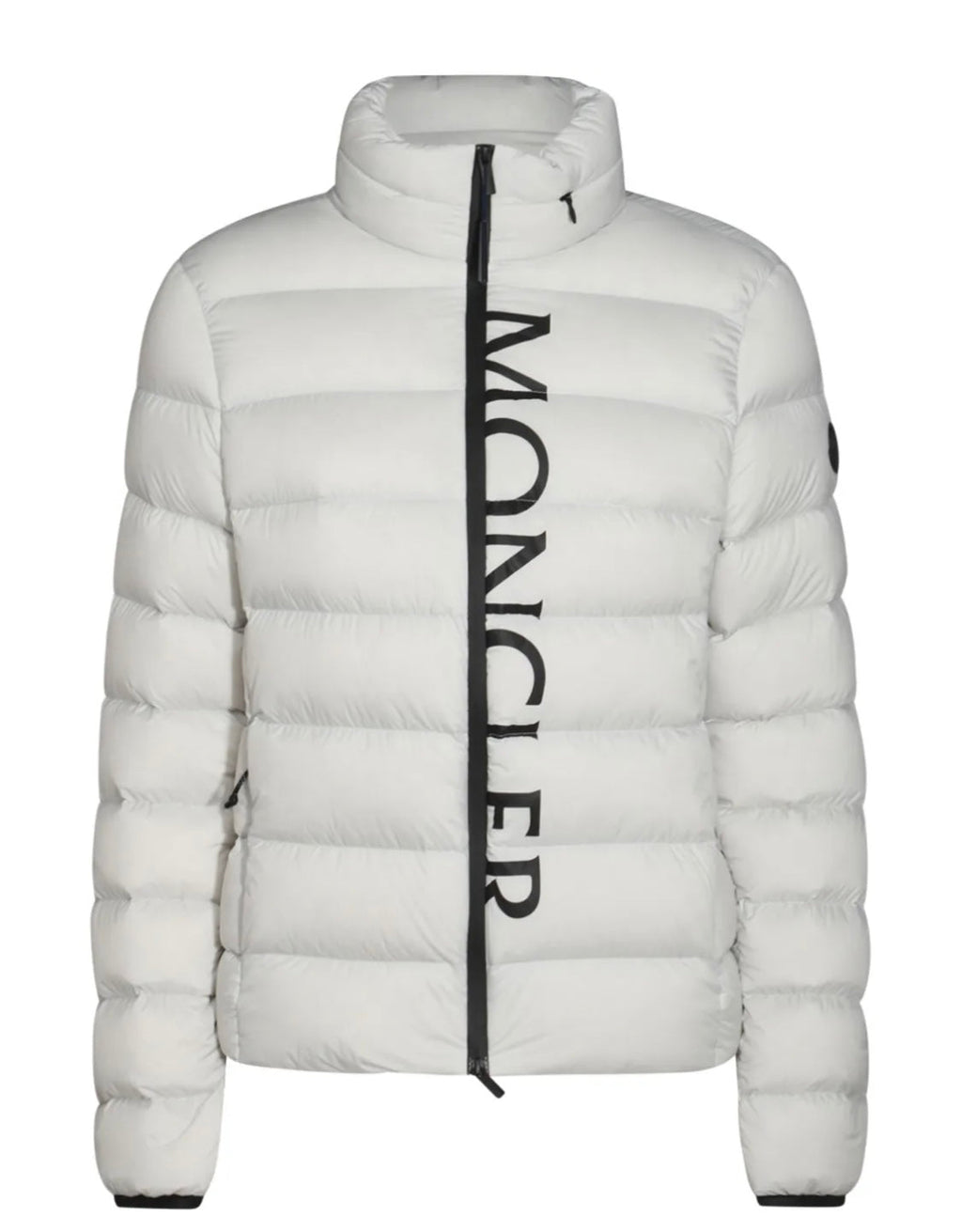 GIUBBINO MONCLER UOMO BIANCO SCRITTA NERA
